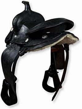 BNB International Western Barrel Racing Horse Saddles Trail Equestrian Pony & Adult Classic Quality Premium Leather for Horse Riding Size:10-18 inches Seat Available BRL299