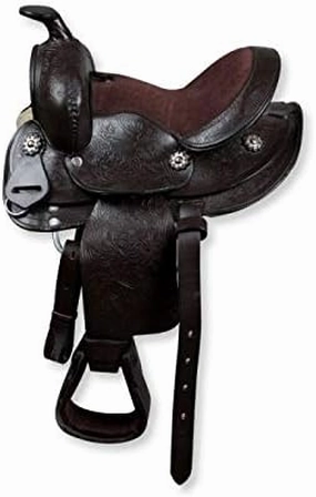 BNB International Western Barrel Racing Horse Saddles Trail Equestrian Pony & Adult Classic Quality Premium Leather for Horse Riding Size:10-18 inches Seat Available BRL300