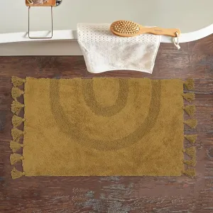 Boho Bathroom Rugs with Tassels 100% Cotton Hand-Woven Bath Mat Non Slip Absorbent Bath Rugs with Rug Pad Washable Boho Bath Mat Carpet for Tub, Shower 20"x32"