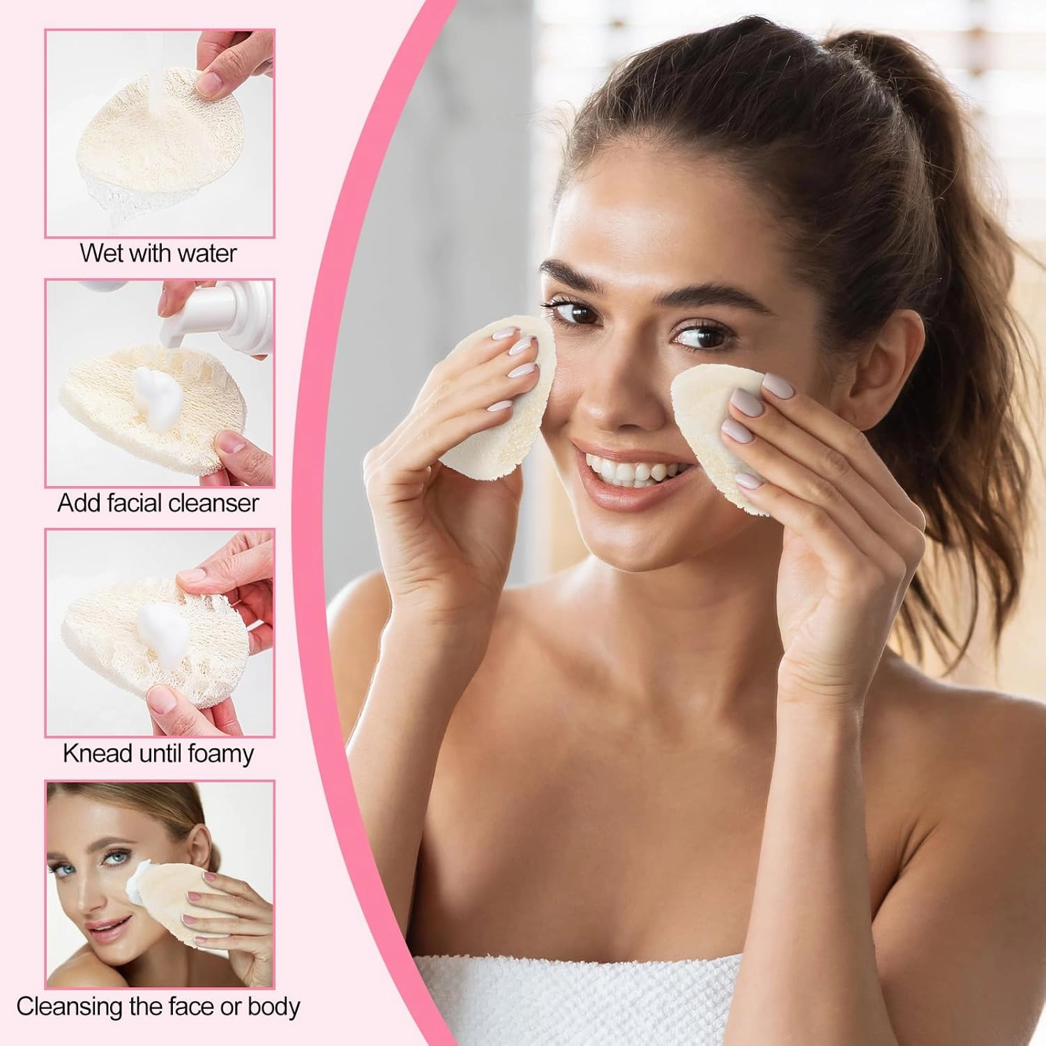 Bokon 50 Pcs Loofah Exfoliating Face Pads Sponge Body Face Scrubber Remove Dead Skin Facial Loofah Pad Bulk for Bath Shower Spa Skin Cleaning Women Men(Water Drop,2.36 * 3.9")
