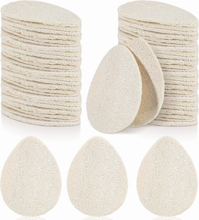 Bokon 50 Pcs Loofah Exfoliating Face Pads Sponge Body Face Scrubber Remove Dead Skin Facial Loofah Pad Bulk for Bath Shower Spa Skin Cleaning Women Men(Water Drop,2.36 * 3.9")