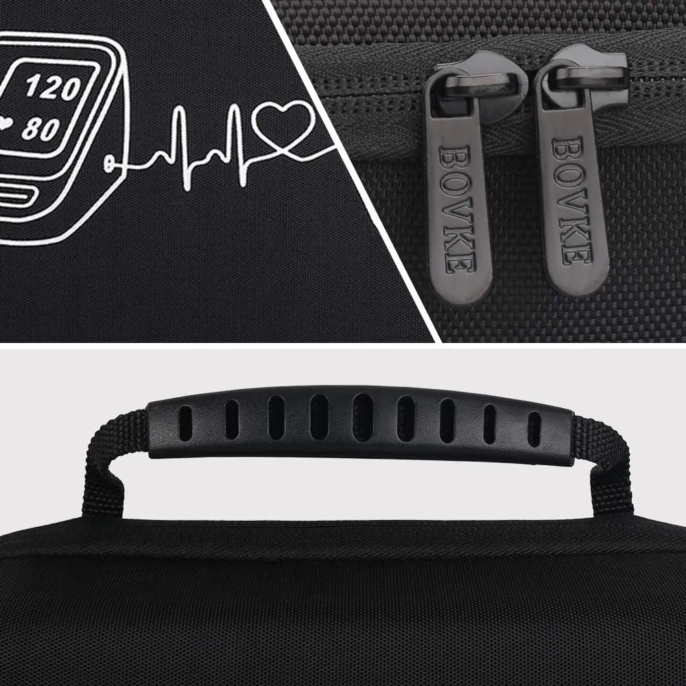 BOVKE Hard Carrying Case for OMRON Platinum BP5450 / Gold BP5350 / BP5465/ BP5360 / OMRON 7 Series BP7350 Wireless Blood Pressure Monitor, Extra Room fits Upper Arm Cuff, Black Black (NOT for BP7450)