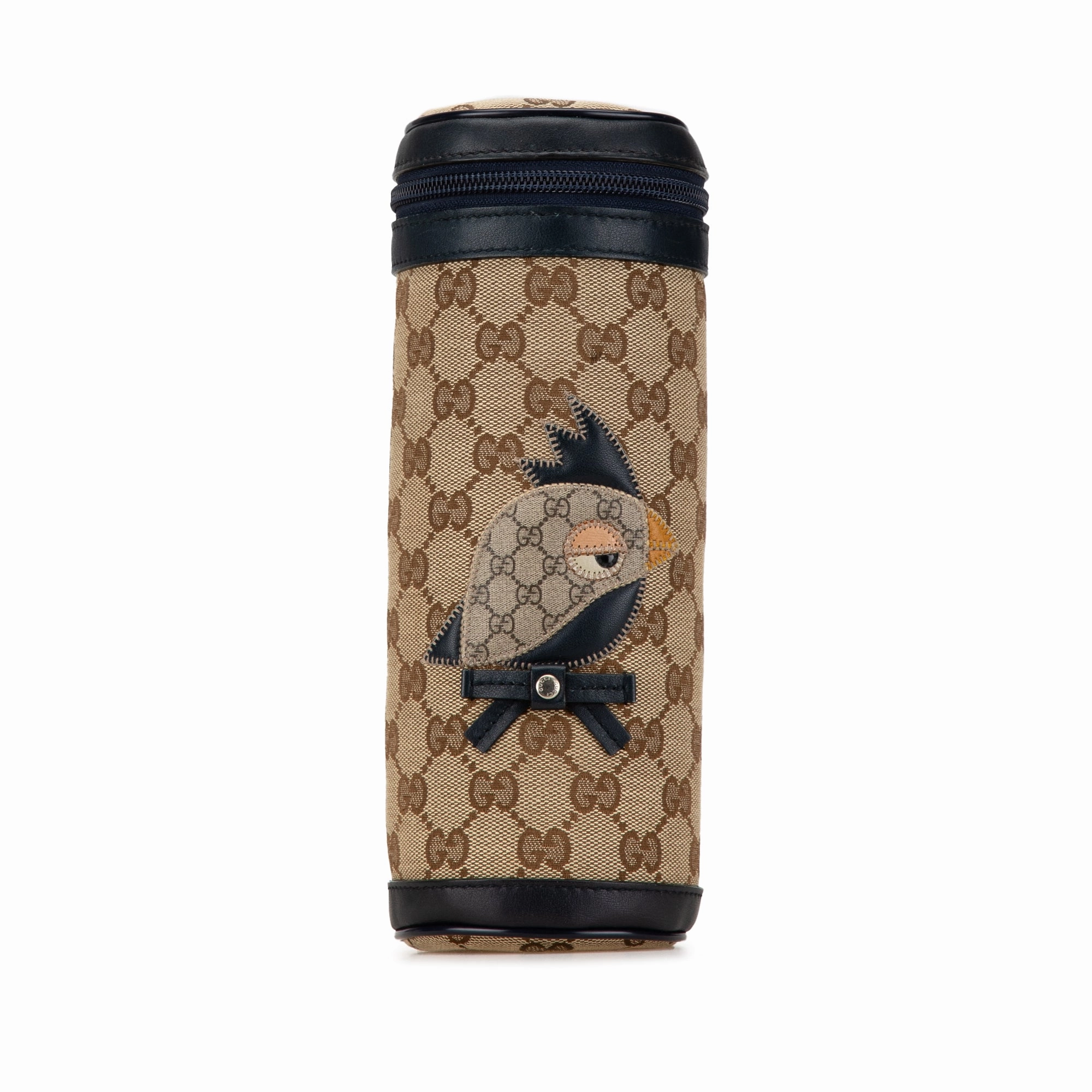 Brown Gucci GG Canvas Mini Zoo Bird Bottle Holder