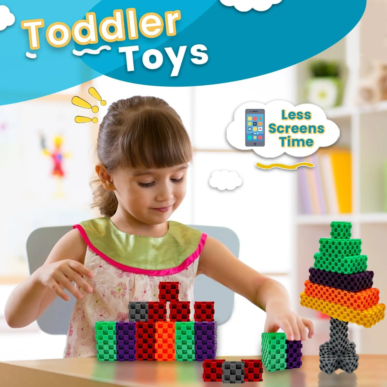 Building Blocks for Kids - 96 PCS STEM Educational Building Blocks for Toddlers and Kids Ages 3 to 9  | Creative & Fun Building Toys for Kids, Boys and Girls-Ideal Christmas or Birthday Gift