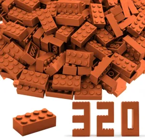 Building Bricks 320 Pieces, Fabuland Brown Bricks Bulk Kit, Basic Parts Accessories, Classic Creative Building Blocks Set, Compatible