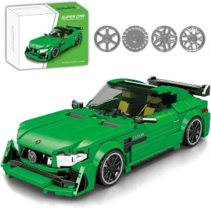 Building-Set Race-Car, Track-Style Super Cars, Classic Sport Speed Technial Model Kit Block with 4 Swappable Wheel Rim, Birthday Gift Toy for Boy Teen Adult Age 8-12 Year Kid 6 , Display