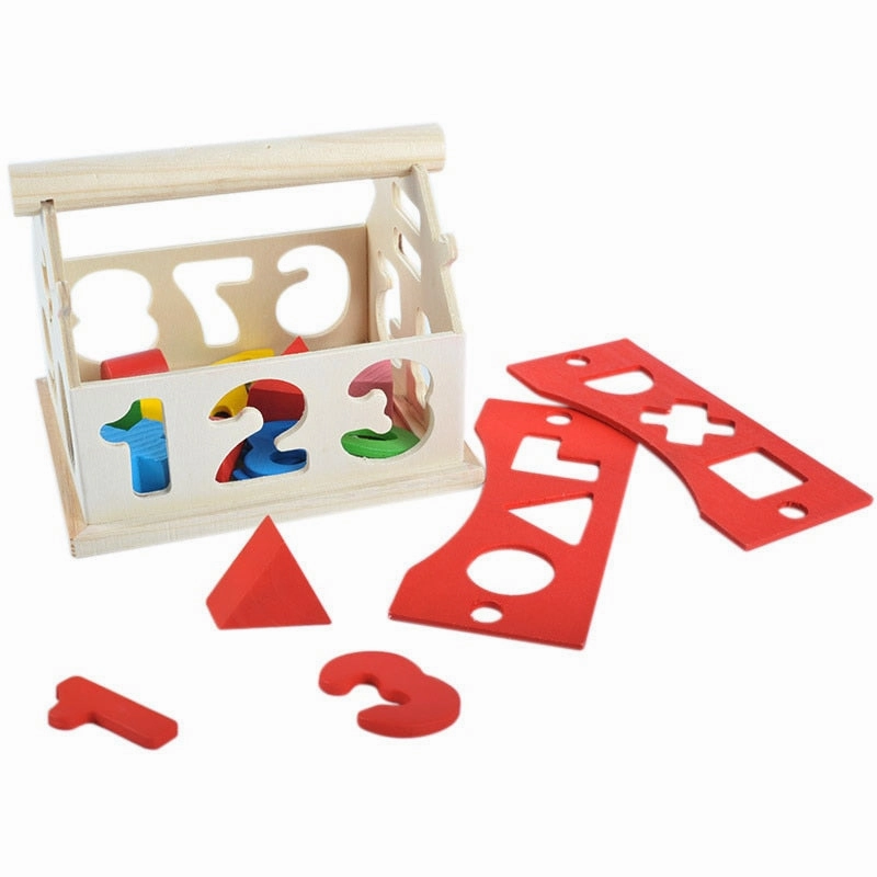 Building Blocks Number Letter Multicolor Kids Learning Wooden Toy House