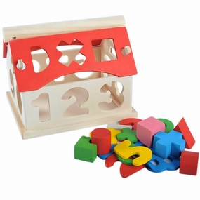 Building Blocks Number Letter Multicolor Kids Learning Wooden Toy House