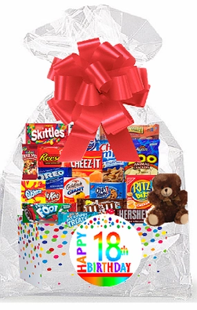 CakeSupplyShop Item#018BSG Happy 18th Birthday Rainbow Thinking Of You Cookies, Candy & More Care Package Snack Gift Box Bundle Set - Ships FAST!