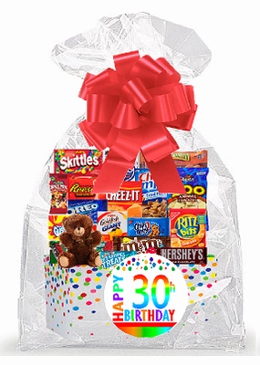 CakeSupplyShop Item#030BSG Happy 30th Birthday Rainbow Thinking Of You Cookies, Candy & More Care Package Snack Gift Box Bundle Set - Ships FAST!