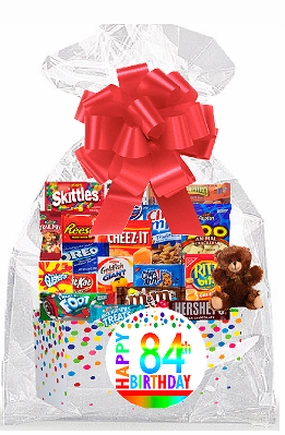 CakeSupplyShop Item#084BSG Happy 84th Birthday Rainbow Thinking Of You Cookies, Candy & More Care Package Snack Gift Box Bundle Set - Ships FAST!