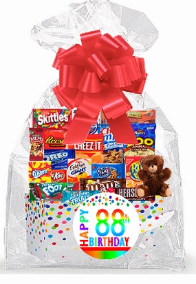 CakeSupplyShop Item#088BSG Happy 88th Birthday Rainbow Thinking Of You Cookies, Candy & More Care Package Snack Gift Box Bundle Set - Ships FAST!