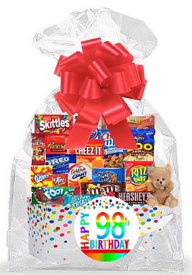 CakeSupplyShop Item#098BSG Happy 98th Birthday Rainbow Thinking Of You Cookies, Candy & More Care Package Snack Gift Box Bundle Set - Ships FAST!