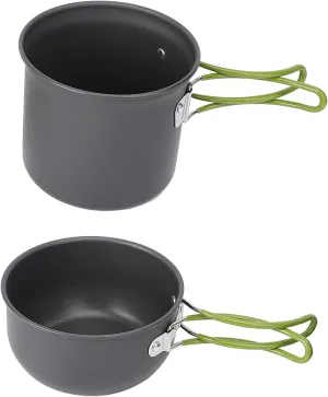 Camp Cooking Set Aluminum Alloy Pot Spoon Fork Kit Camping Cookware Mess Kit with Carry Bag for 1 To 2 People