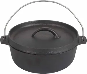 Camping Pot, Cast Iron Heating Evenly Non Stick Outdoor Cooking Pot with Lid, Multipurpose Durable Camping Cook Pot, for Picnic, Hiking, BBQ