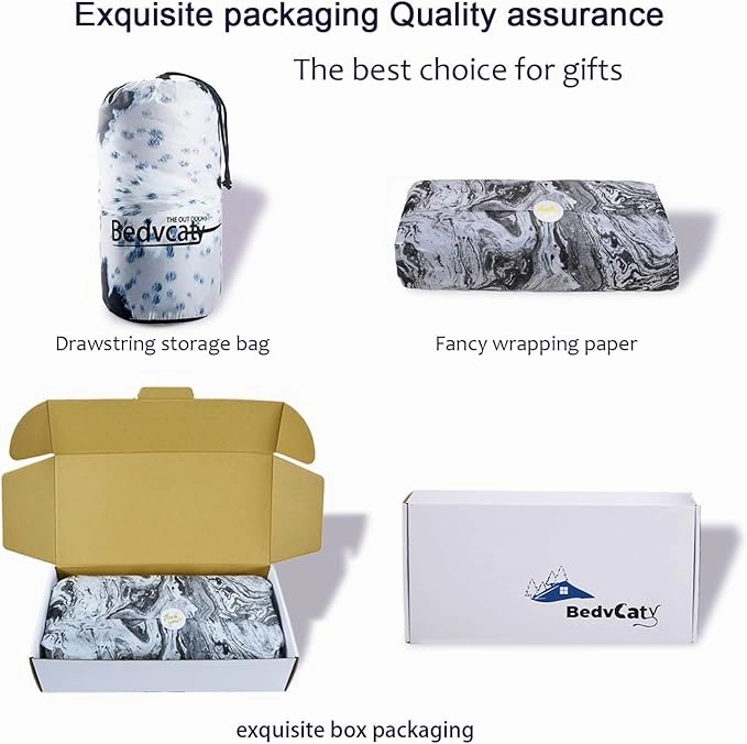 Camping Blanket, Puffy Waterproof Travel Blanket, Warm Cozy Picnic Blanket, for Outdoors, Travel, and Mountain.(Cow, 55" x 39")