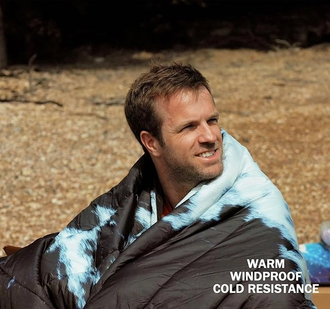 Camping Blanket, Puffy Waterproof Travel Blanket, Warm Cozy Picnic Blanket, for Outdoors, Travel, and Mountain.(Cow, 55" x 39")