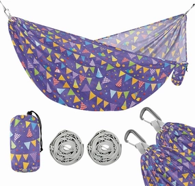 Camping Hammock Outdoor Hammocks for Outside Birthday Celebration Beach Trees Portable Lightweight with Pockets Tree Straps Indoor
