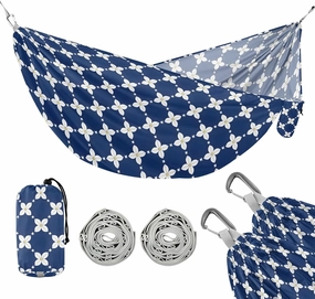Camping Hammock Outdoor Hammocks for Outside Lattice White Flowers Beach Trees Portable Lightweight with Pockets Tree Straps Indoor