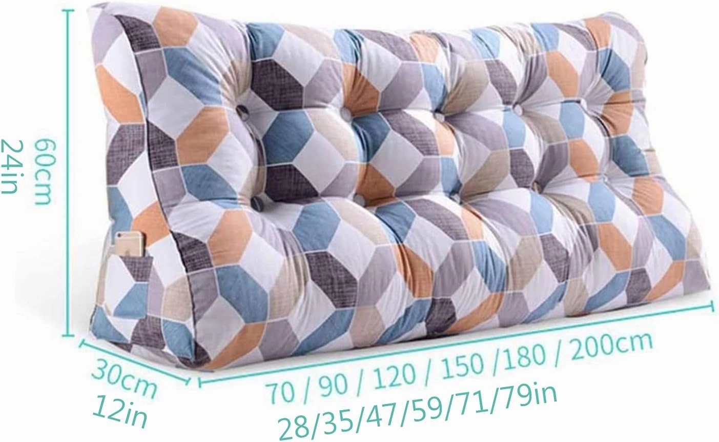CAMZ Large Bolster Triangular Headboard Reading Pillow, Twin Full Queen King Positioning Super Support Pillow Bolster Backrest Wedge Pillow for Daybed Bunk Lumbar Pad (C,Twin:39in)