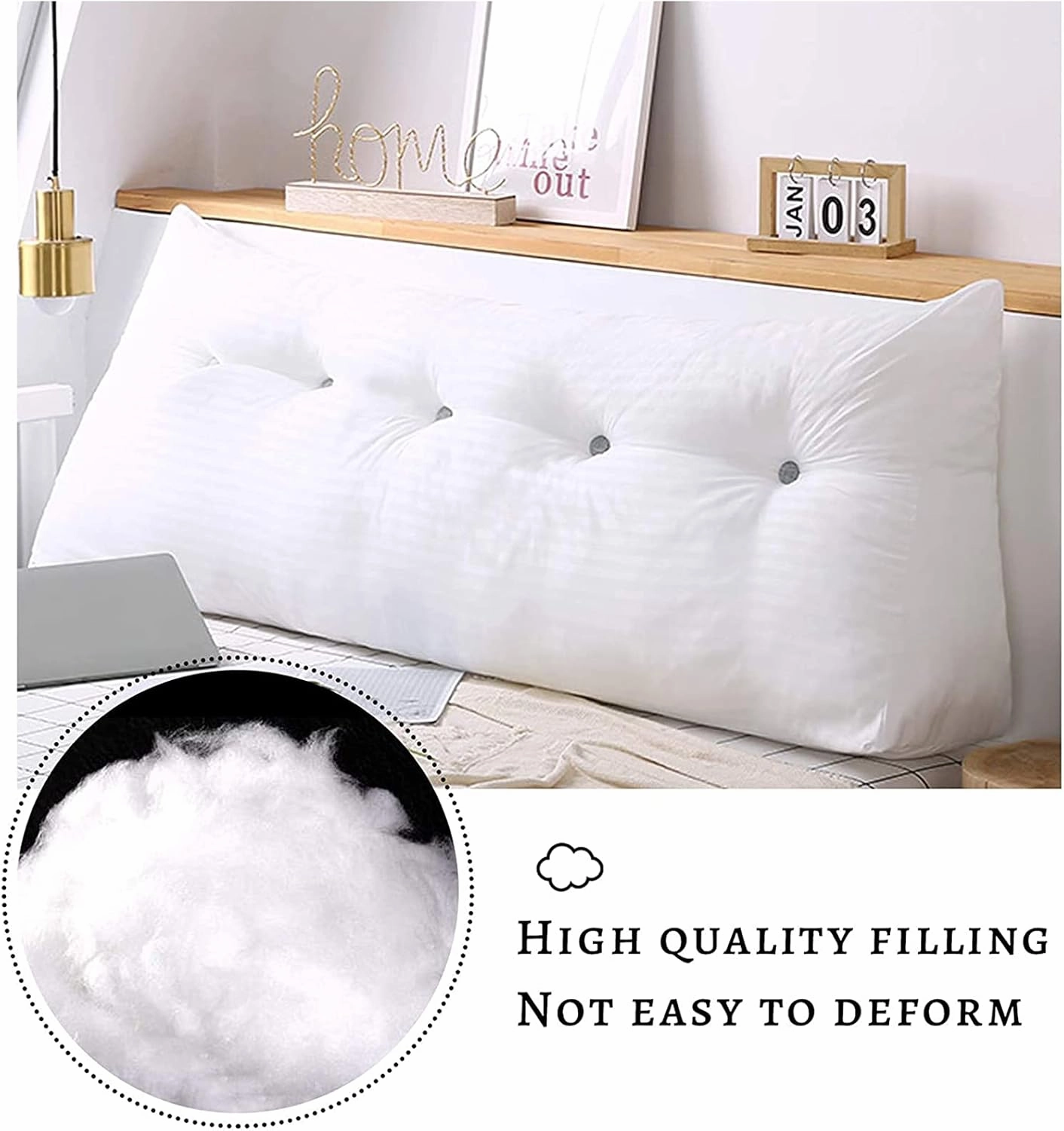 CAMZ Large Bolster Triangular Headboard Reading Pillow, Twin Full Queen King Positioning Super Support Pillow Bolster Backrest Wedge Pillow for Daybed Bunk Lumbar Pad (C,Twin:39in)