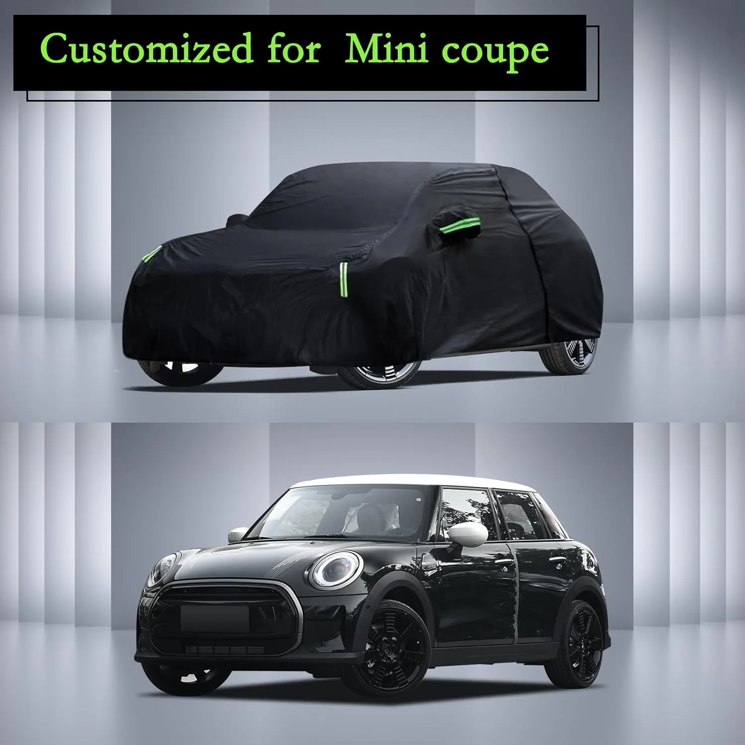 Car Cover Custom Fit for 2014-2025 Mini Cooper/Cooper S/Hardtop/Clubman/Countryman 4 Door, Waterproof All Weather Full Exterior Cover Rain Sun Hail Protector with Door Zipper