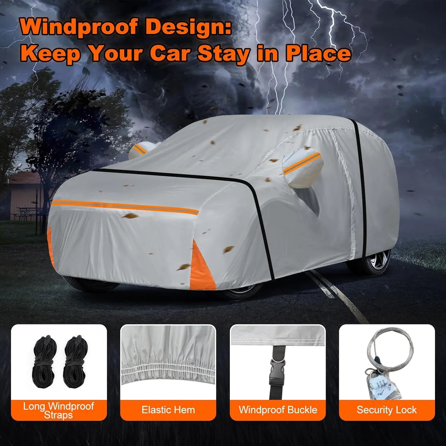Car Cover for 2002-2025 Honda Pilot, Waterproof Custom-fit All Weather Sun Rain UV Dust Snow Protection Outdoor Pilot Full Car Cover with Door Zipper and Cotton Lining-Grey