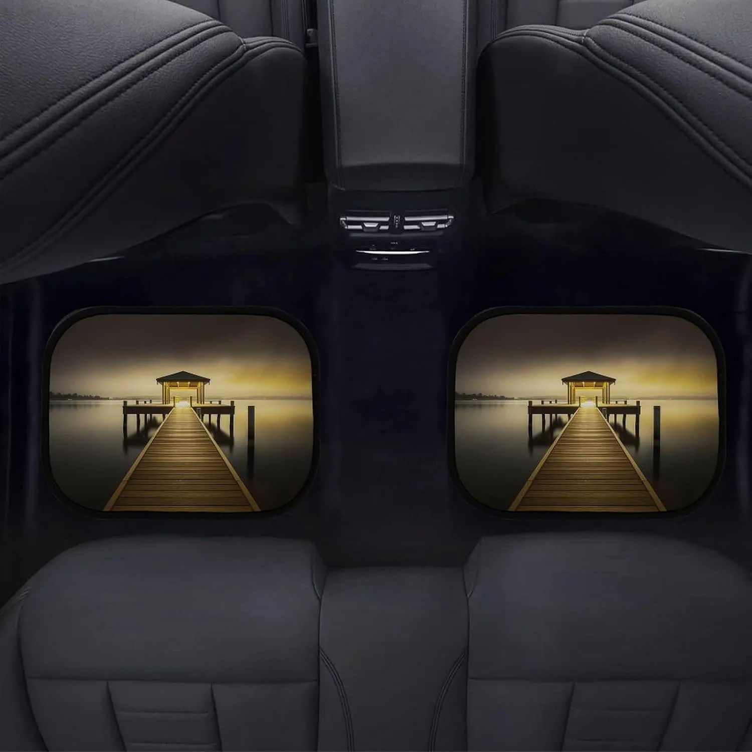 Car Floor Mats 4 Piece Universal Car Floor Mats Pavilion on The Sea Car Mat Set Rubber Floor Mats for Cars Non-Slip Car Foot Pad Car Carpet Decor Heel Pad for Most Vehicles