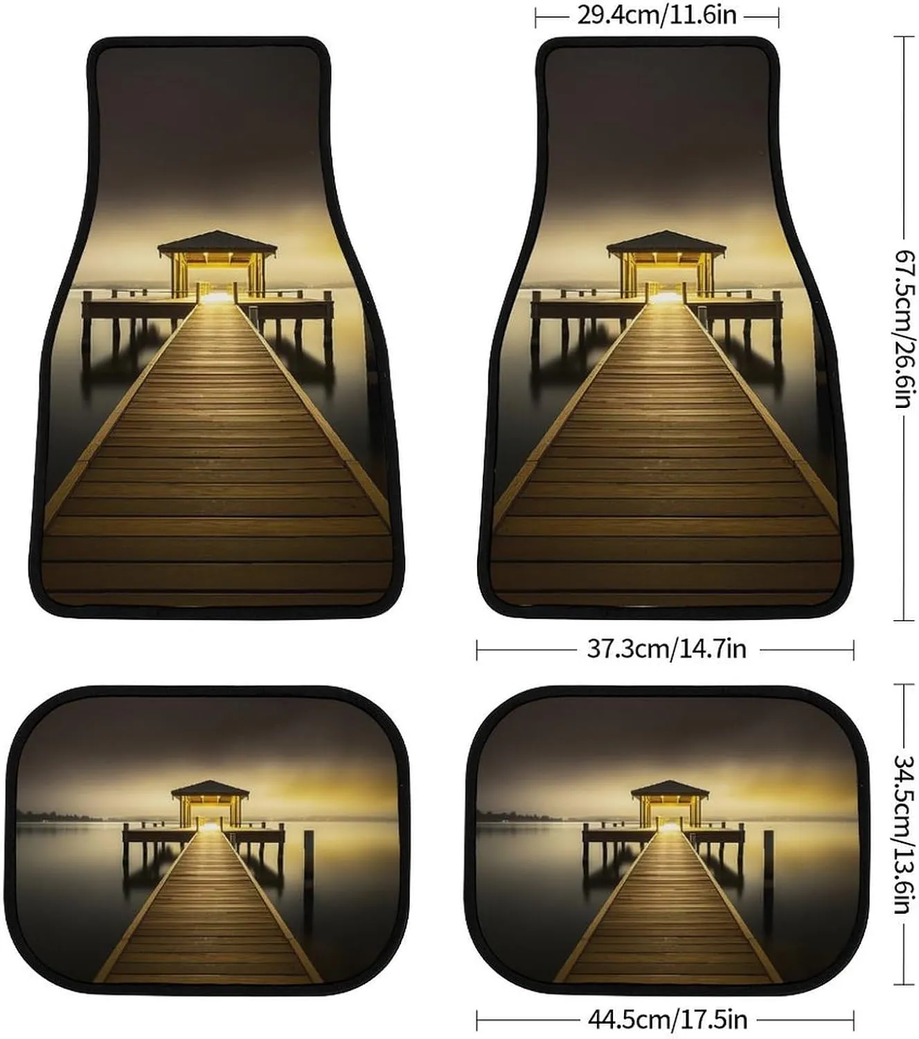 Car Floor Mats 4 Piece Universal Car Floor Mats Pavilion on The Sea Car Mat Set Rubber Floor Mats for Cars Non-Slip Car Foot Pad Car Carpet Decor Heel Pad for Most Vehicles