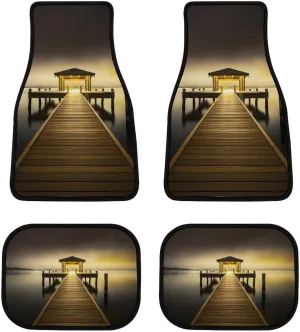 Car Floor Mats 4 Piece Universal Car Floor Mats Pavilion on The Sea Car Mat Set Rubber Floor Mats for Cars Non-Slip Car Foot Pad Car Carpet Decor Heel Pad for Most Vehicles