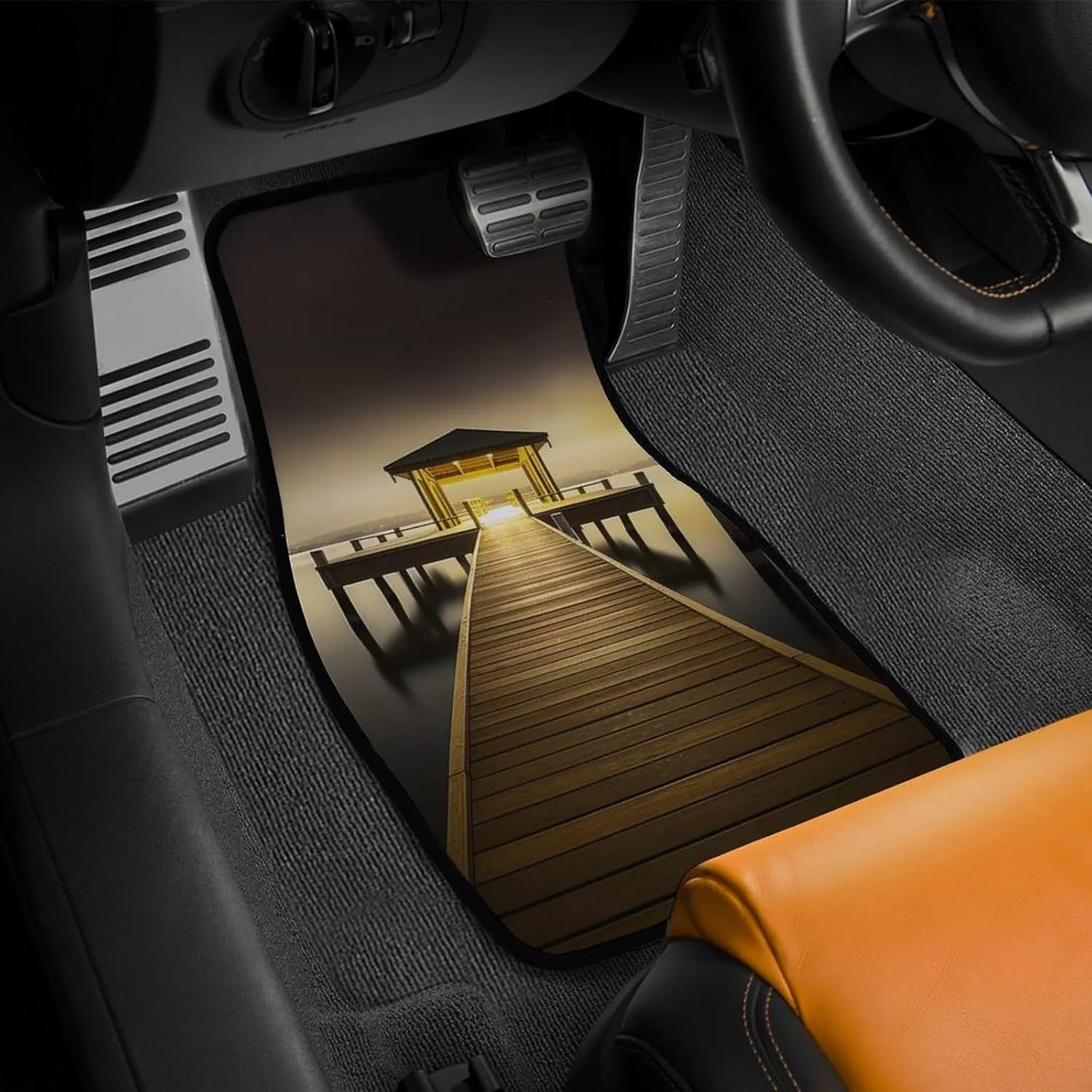 Car Floor Mats 4 Piece Universal Car Floor Mats Pavilion on The Sea Car Mat Set Rubber Floor Mats for Cars Non-Slip Car Foot Pad Car Carpet Decor Heel Pad for Most Vehicles