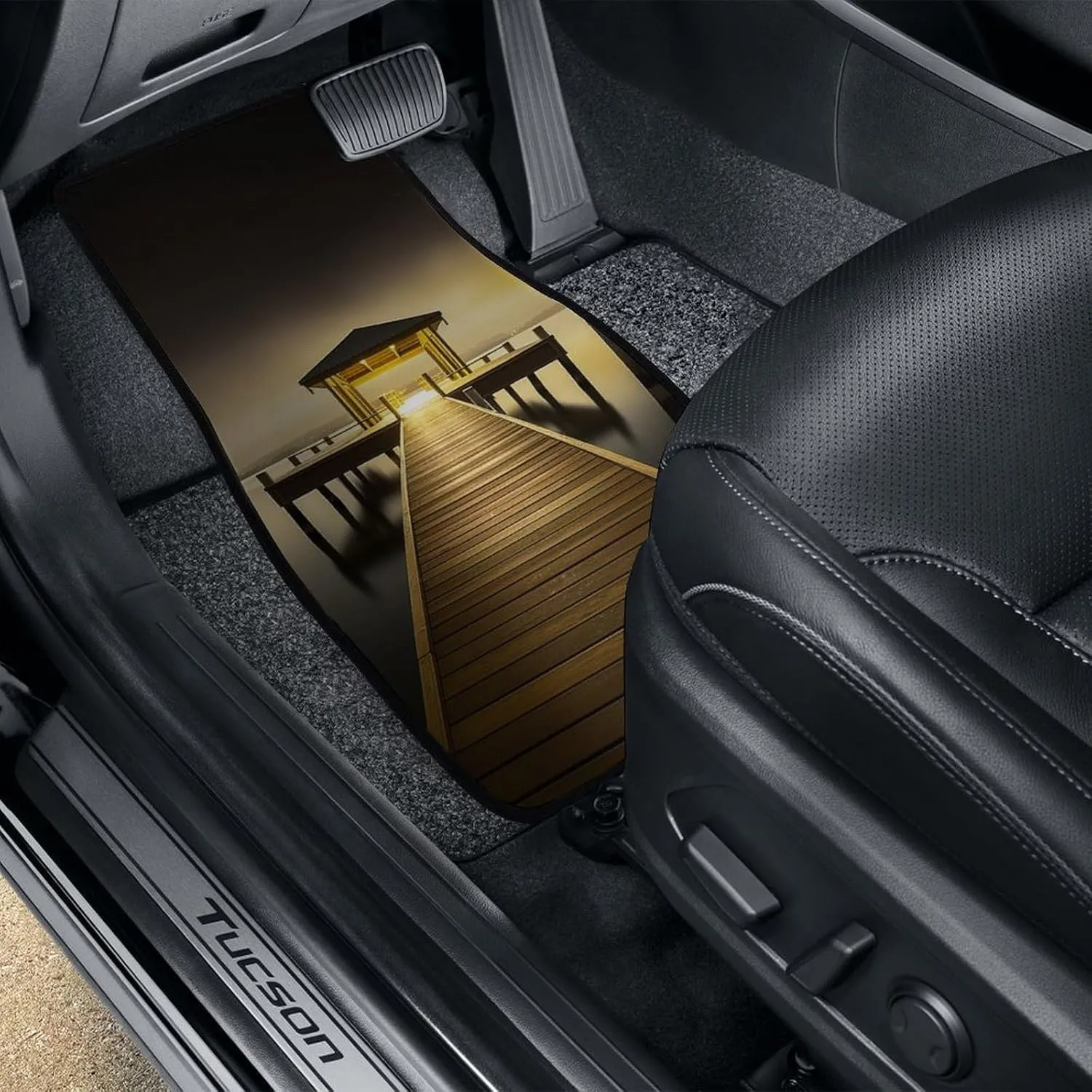 Car Floor Mats 4 Piece Universal Car Floor Mats Pavilion on The Sea Car Mat Set Rubber Floor Mats for Cars Non-Slip Car Foot Pad Car Carpet Decor Heel Pad for Most Vehicles