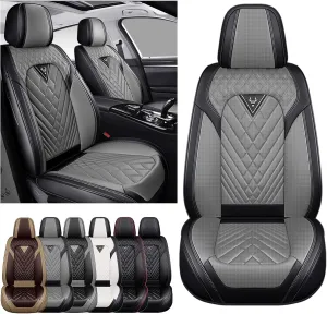 Car Seat Covers Fit for GMC Terrain 2010-2025,2 Seat Comfort Non-Slip Seat Cover Airbag Compatible,Waterproof Leather Seat Covers(Standard 2 Seat,Black Gray)