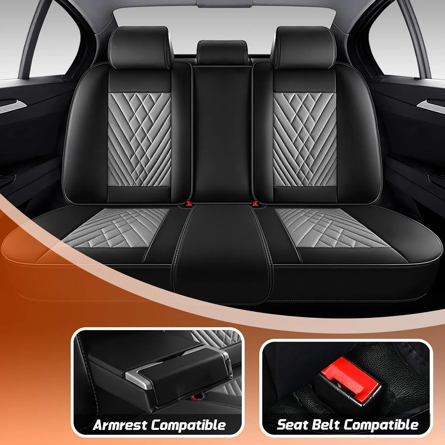 Car Seat Covers Fit for Subaru Ascent 2019-2025,5 Seat Comfort Non-Slip Seat Cover Airbag Compatible,Waterproof Leather Seat Covers(Standard 5 Seat,Black Gray)