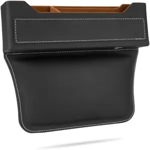 Car Seat Storage Box for Citro?n Berlingo/Jumper/Jumpy/2CV/Nemo/Xantia/Xsara, Premium Leather Car Storage Box Car Tidy Essentials with USB Charging Hole,B Black