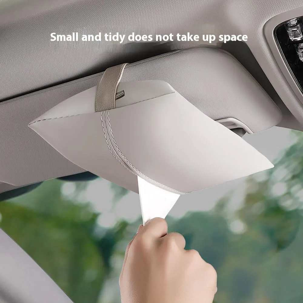 Car Tissue Bag for Alfa Romeo Giulia/Stelvio/Tonale, Leather Hanging Design Holder Soft Elastic Straps Sun Visor Paper Box Multifunctional Easy Access Accessories,2pcs B