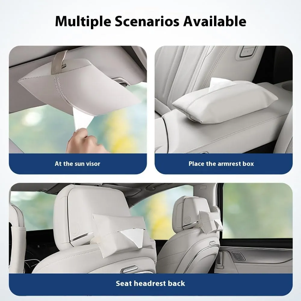 Car Tissue Bag for Alfa Romeo Giulia/Stelvio/Tonale, Leather Hanging Design Holder Soft Elastic Straps Sun Visor Paper Box Multifunctional Easy Access Accessories,2pcs B