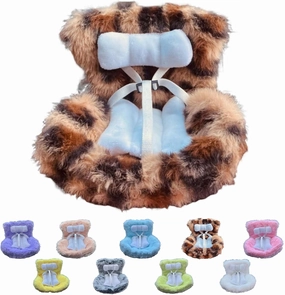 Car Decorations,Car Seat for Dolls with Soft Furry Cushion,Have a Seat Clips onto Car Air Vent, Includes Seat Leg for Desktop Display Leopard