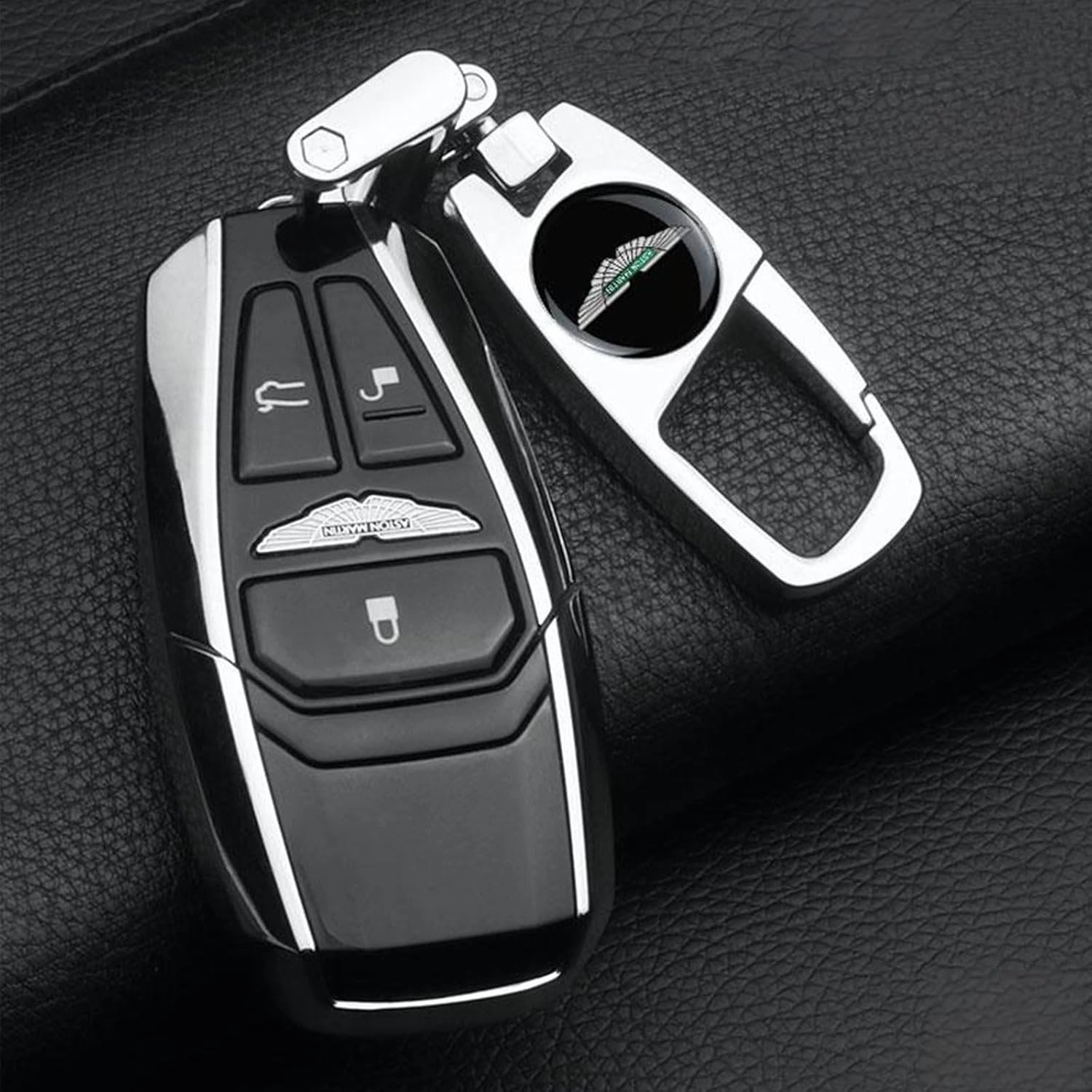 Car Key Fob Cover for Aston Martin DB7 DB9 Coupe/DB-9 Volante,Premium Car Logo Key Chain Soft Case Full Protection with Key Chain,Car Accessories,A