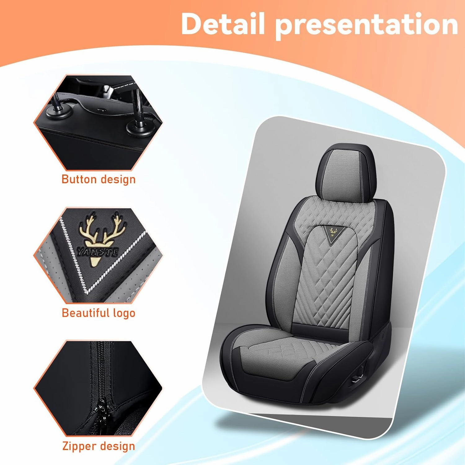 Car Seat Covers Fit for Honda Pilot 2003-2025,2 Seat Comfort Non-Slip Seat Cover Airbag Compatible,Waterproof Leather Seat Covers(Standard 2 Seat,Black Gray)