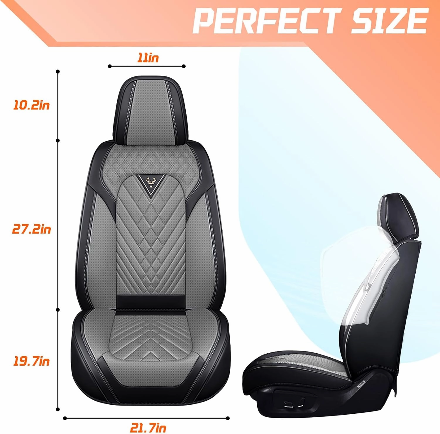 Car Seat Covers Fit for Honda Pilot 2003-2025,2 Seat Comfort Non-Slip Seat Cover Airbag Compatible,Waterproof Leather Seat Covers(Standard 2 Seat,Black Gray)