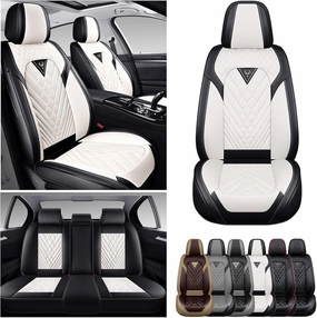 Car Seat Covers Fit for Lincoln Nautilus 2019-2025,5 Seat Comfort Non-Slip Seat Cover Airbag Compatible,Waterproof Leather Seat Covers(Standard 5 Seat,Black White)