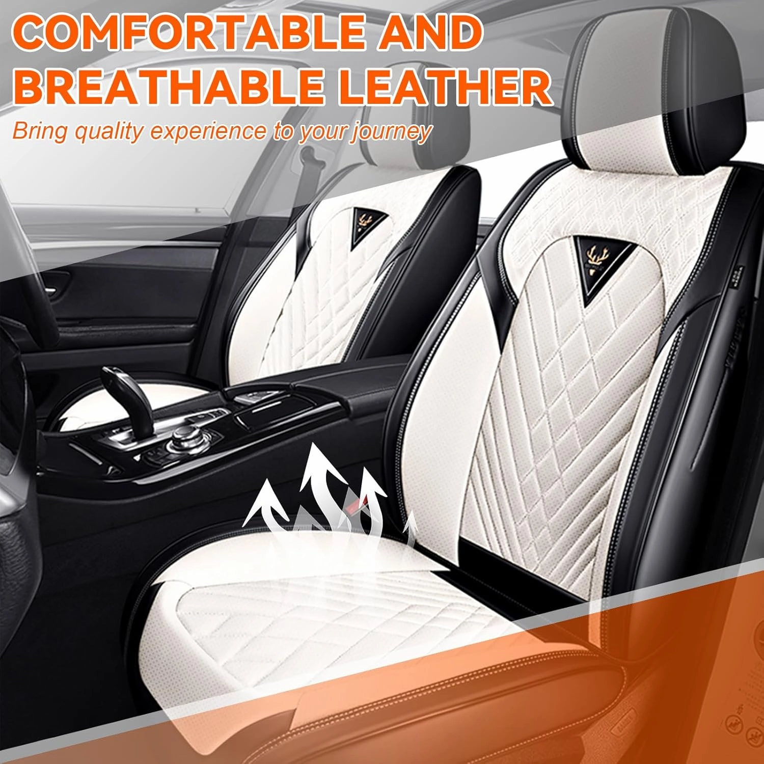 Car Seat Covers Fit for Lincoln Nautilus 2019-2025,5 Seat Comfort Non-Slip Seat Cover Airbag Compatible,Waterproof Leather Seat Covers(Standard 5 Seat,Black White)
