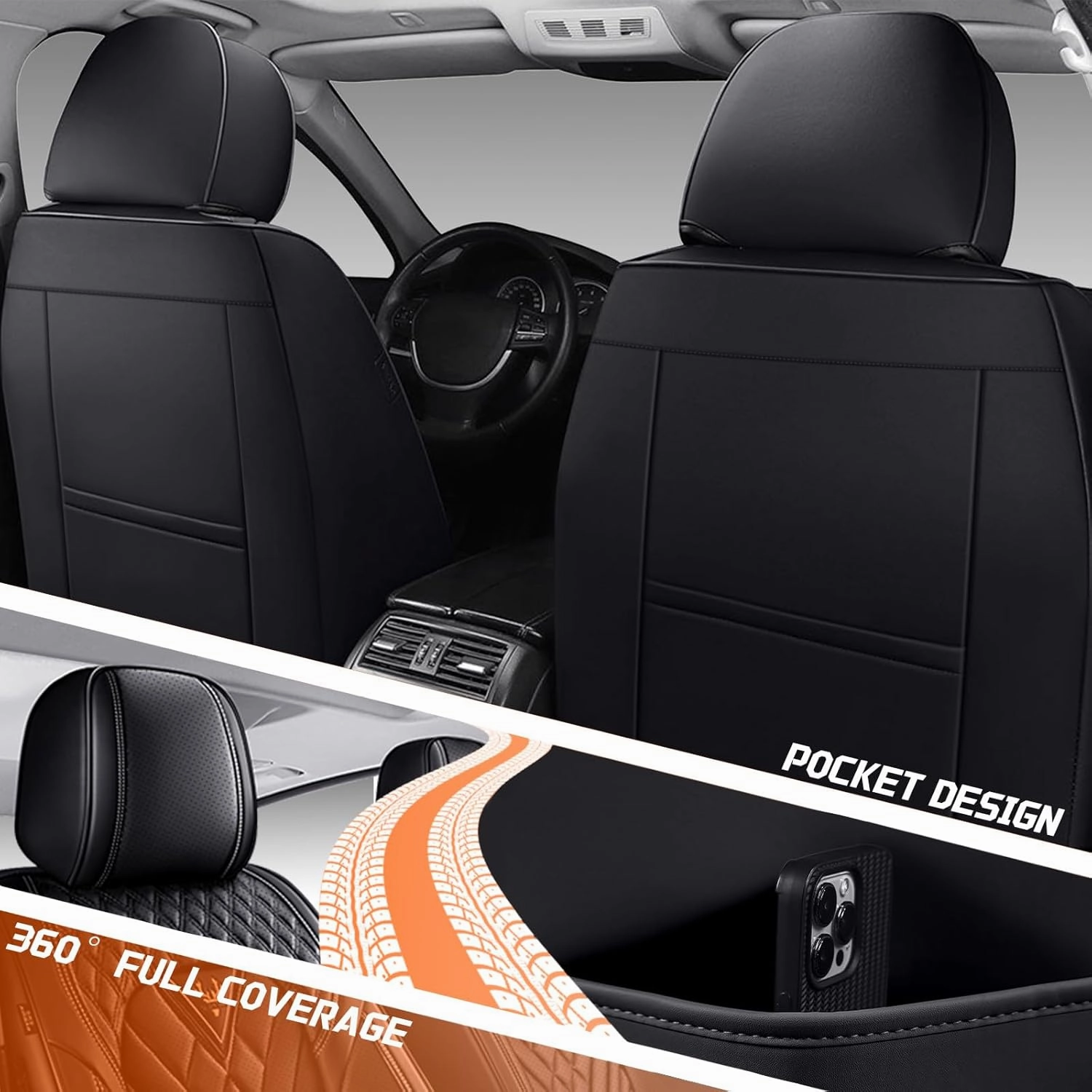 Car Seat Covers Fit for Subaru Ascent 2019-2025,5 Seat Comfort Non-Slip Seat Cover Airbag Compatible,Waterproof Leather Seat Covers(Standard 5 Seat,Black)
