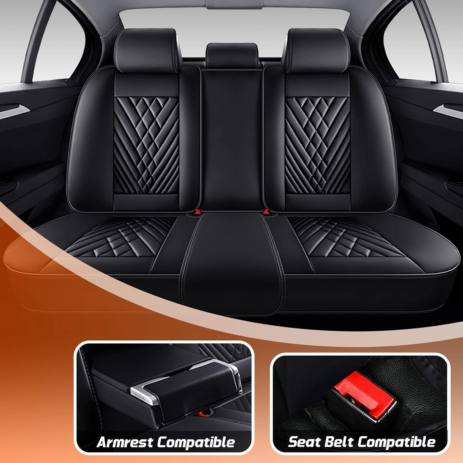 Car Seat Covers Fit for Subaru Ascent 2019-2025,5 Seat Comfort Non-Slip Seat Cover Airbag Compatible,Waterproof Leather Seat Covers(Standard 5 Seat,Black)