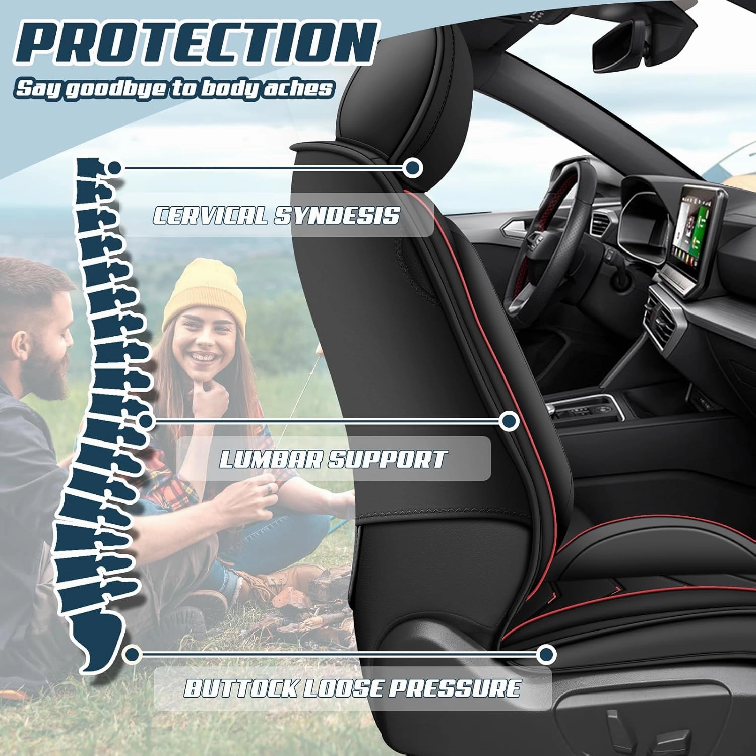 Car Seat Covers for Honda Accord 2000-2025, Premium Nappa Leather Car Seat Cover, Stylish Sport Seat Covers， Automobile Seat Cover Sets.(Standard 2 Seats/Black)