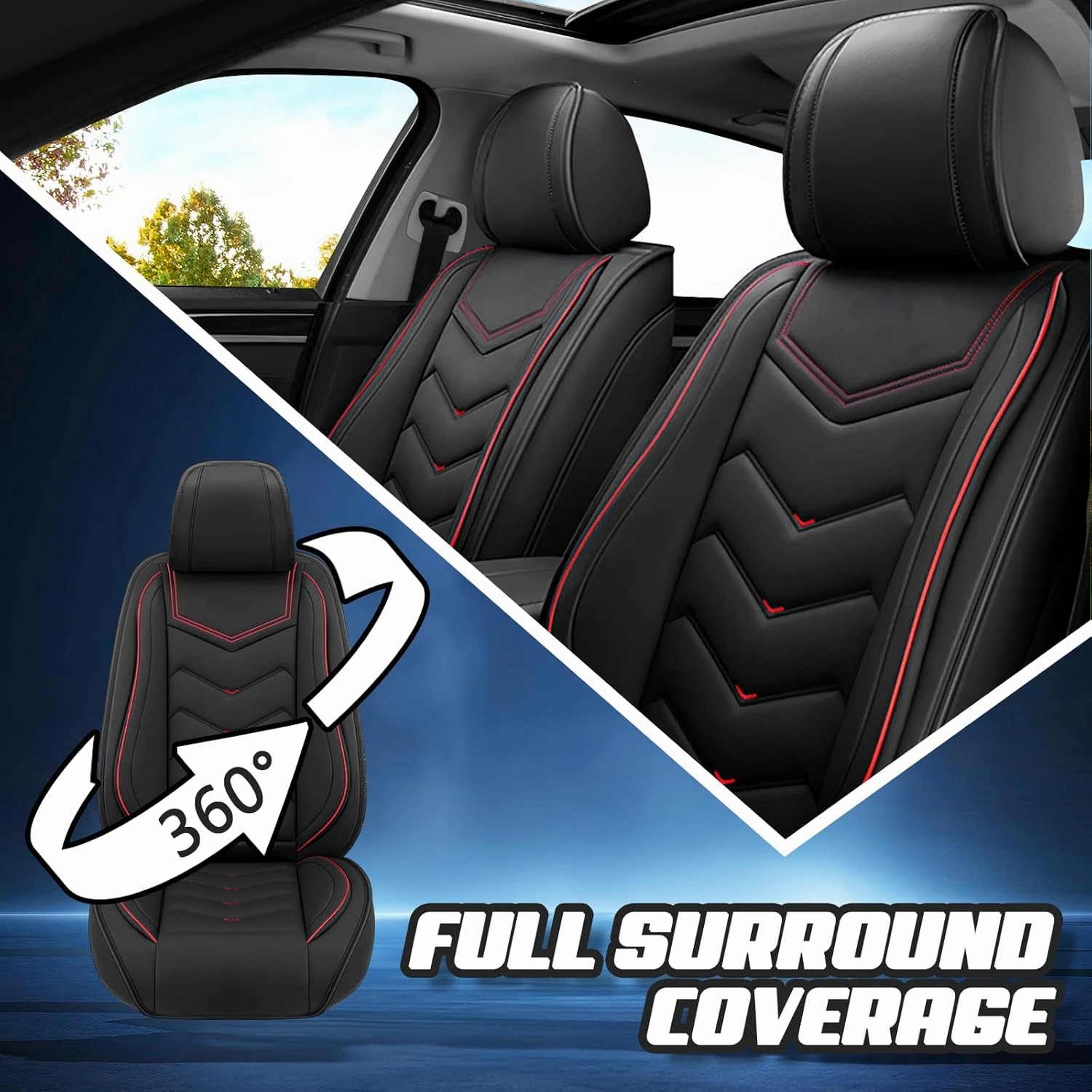 Car Seat Covers for Honda Accord 2000-2025, Premium Nappa Leather Car Seat Cover, Stylish Sport Seat Covers， Automobile Seat Cover Sets.(Standard 2 Seats/Black)