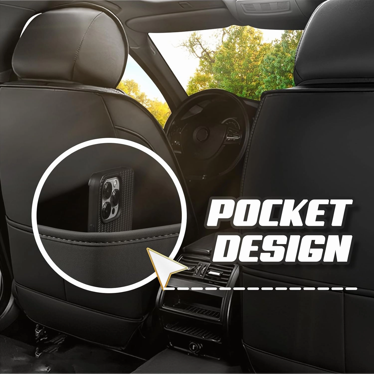 Car Seat Covers for Honda Accord 2000-2025, Premium Nappa Leather Car Seat Cover, Stylish Sport Seat Covers， Automobile Seat Cover Sets.(Standard 2 Seats/Black)