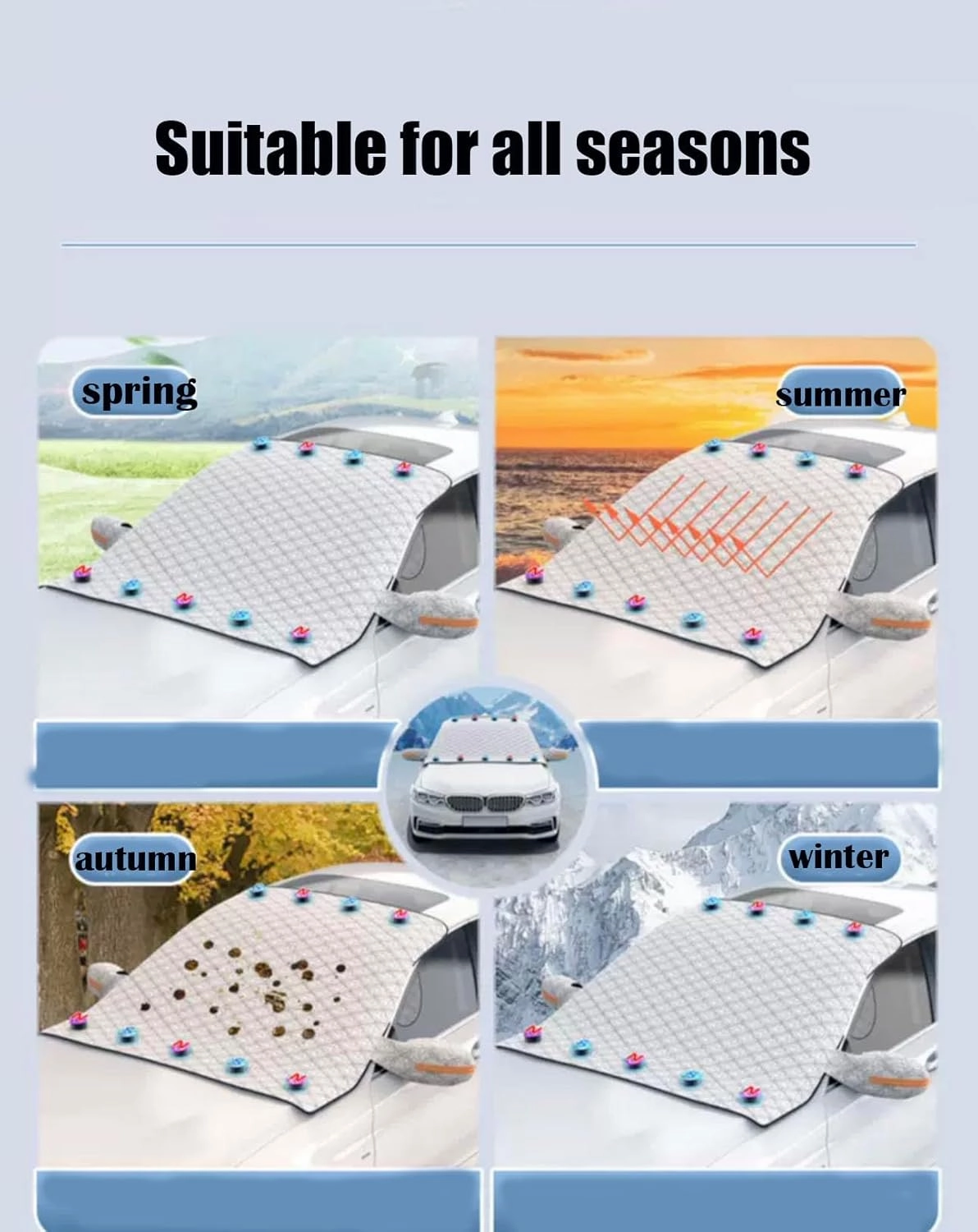 Car Snow Cover Windshield for Nissan Qashqai J11 Visia/Acenta/N Connecta/N Vision/Tekna 2013-2021, Snow Cover for Car Front Windshield Winter Magnetic Windshield Frost Cover Anti Frost Ice Snow