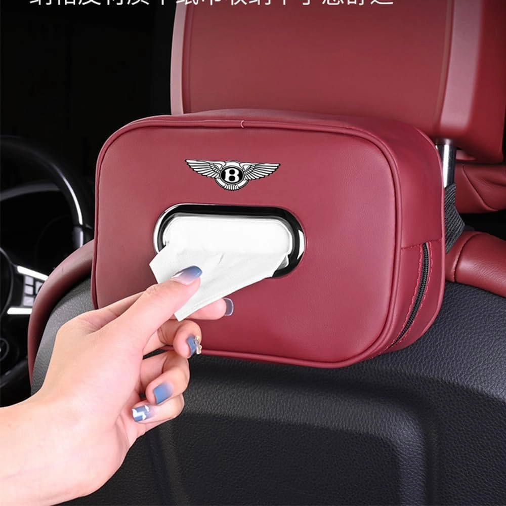 Car Tissue Holders for Bentley Continental Flying Spur Bentayga Turbo Bacalar Arnage,Car Tissue Face Mask Box Tissue Box Bag Hanging Napkin Holder Organizer Accessories,B